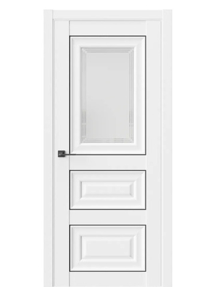 Двери WestStyle HR6 F Emlayer белый /белое сатинат /молдинг черный  ДО