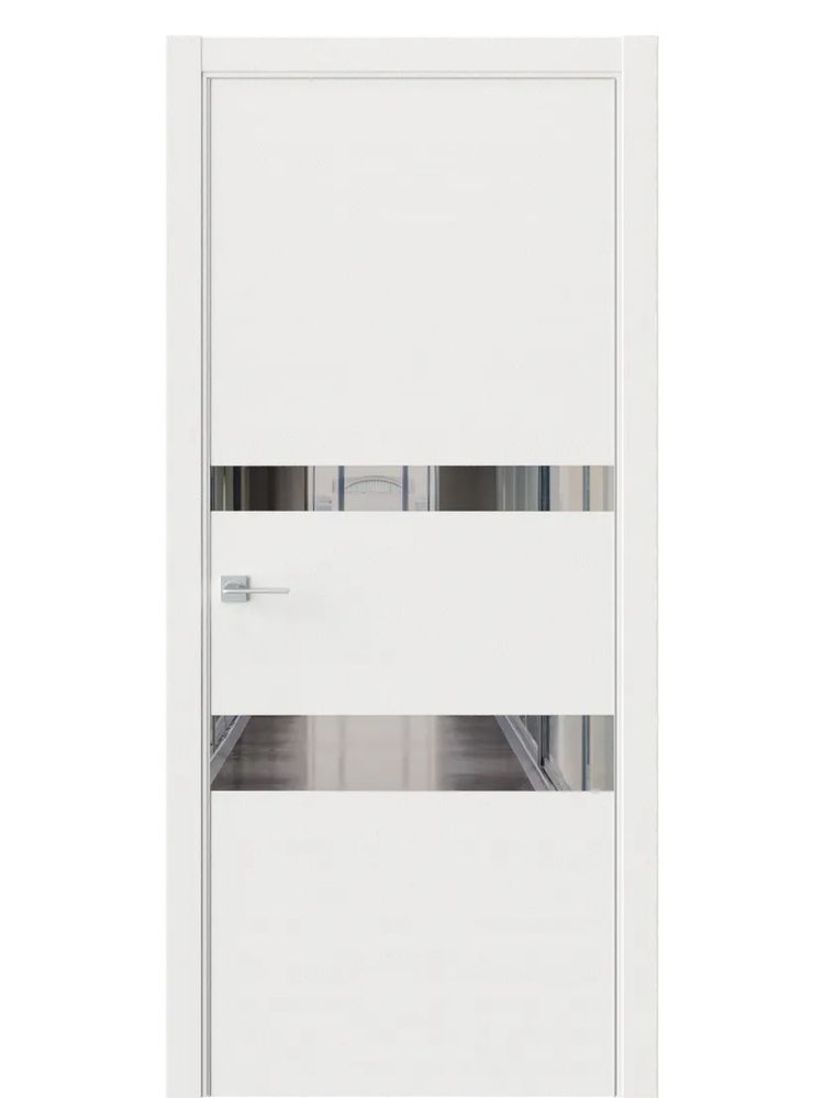 Двери WestStyle  "IN 16" Белое Дерево /Зеркало Графит /алюм.кромка ДО