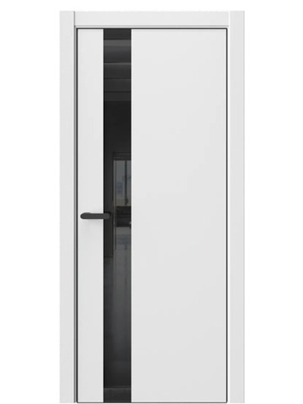 Двери WestStyle  "IN 2" Белая Вуаль /Чёрное Lacobel /алюм.кромка  ДО