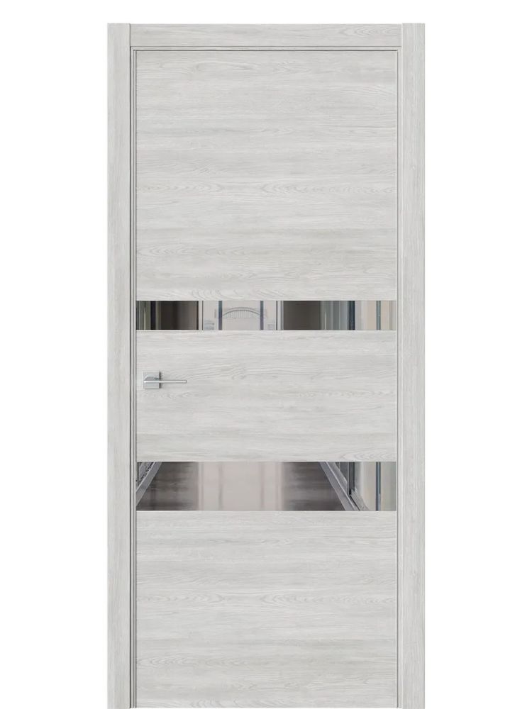 Двери WestStyle  "IN 16" Дуб Оксфорд /Зеркало Графит /алюм.кромка  ДО