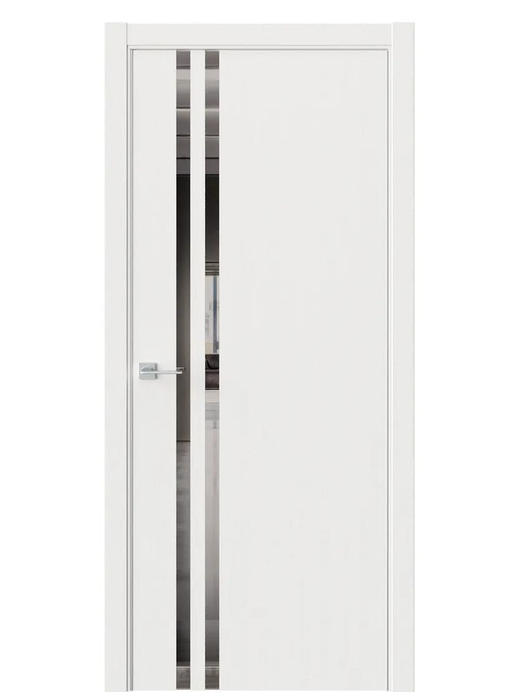 Двери WestStyle  "IN 37" Белое Дерево /Зеркало графит /алюм.кромка ДО