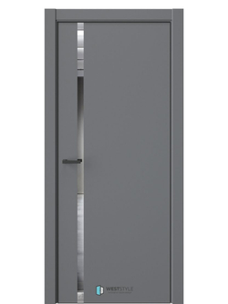 Двери WestStyle  "IN 36" Альпийская Ночь /Зеркало /алюм.кромка ДО