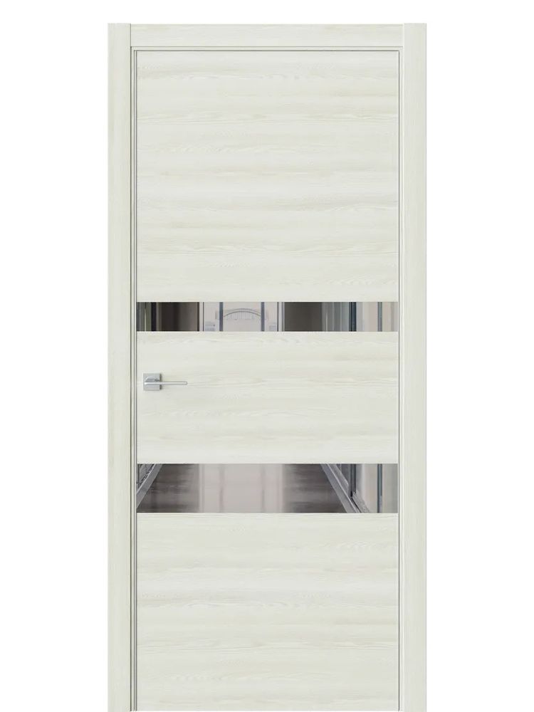 Двери WestStyle  "IN 16" Клен Крем /Зеркало Графит /алюм.кромка  ДО