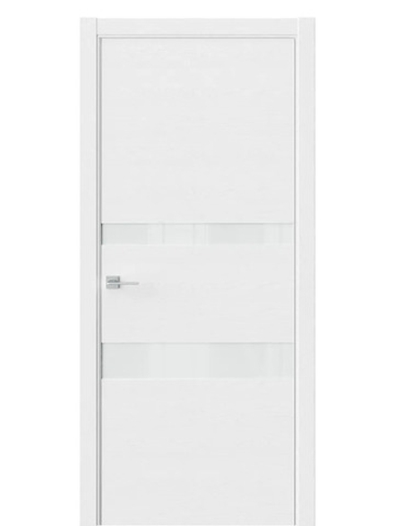 Двери WestStyle  "IN 16" Дуб Винта /Белое Lacobel /алюм.кромка ДО