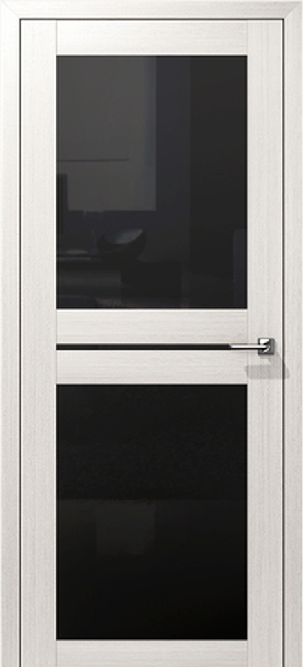 Межкомнатные двери ВОСХОД "ОМЕГА" С Снежная лиственница черное стекло ДО