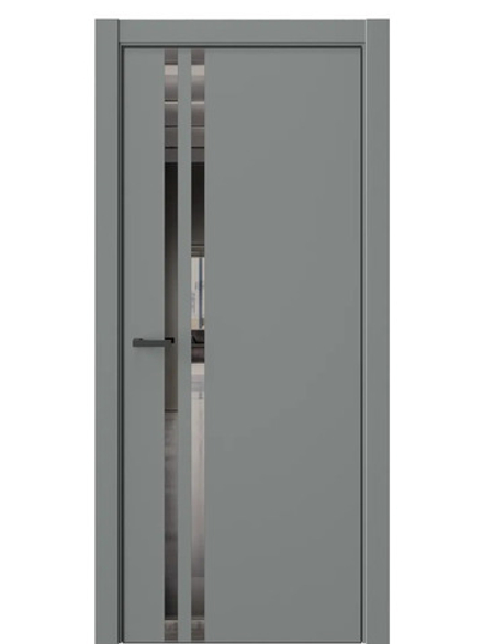 Двери WestStyle  "IN 37" Морская Галька /Зеркало графит /алюм.кромка  ДО