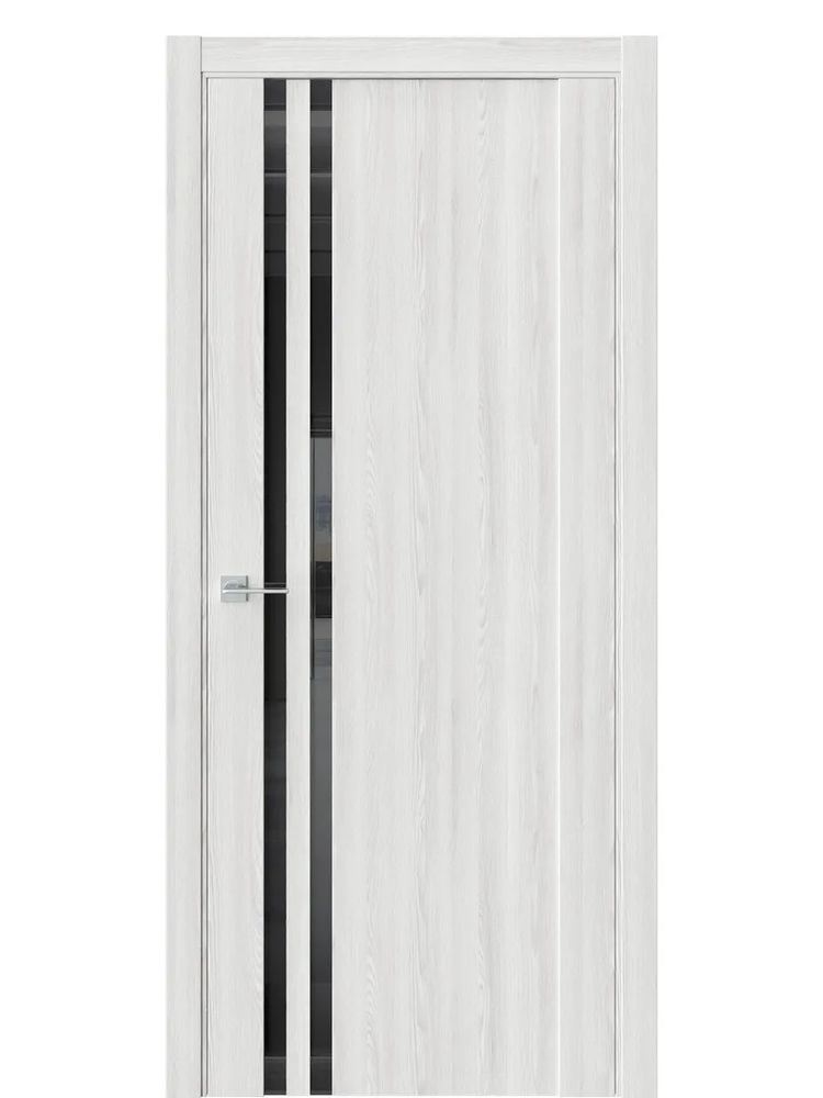 Двери WestStyle F29 Клён айс /Чёрное Lacobel  ДО