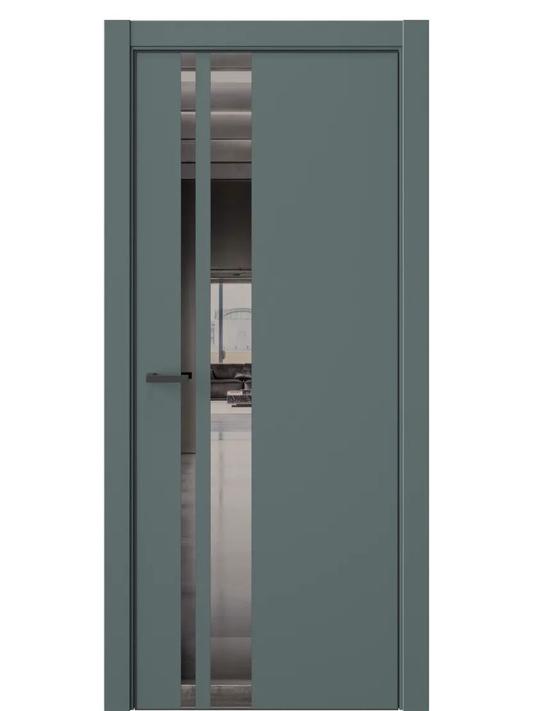 Двери WestStyle  "IN 38" Нефритовый Сад /Зеркало графит /алюм.кромка  ДО