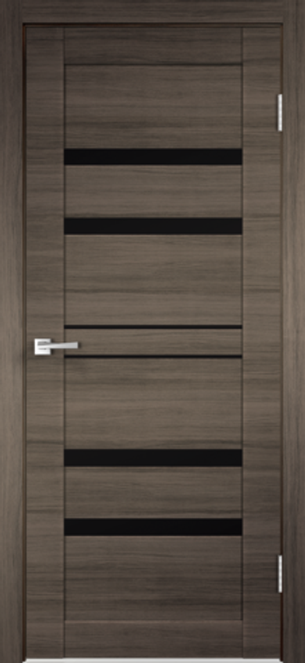 Межкомнатные двери VELLDORIS LINEA 6 Дуб серый поперечный /лакобель черная (ДО)