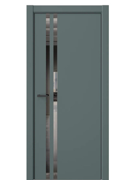 Двери WestStyle  "IN 37" Нефритовый Сад /Зеркало графит /алюм.кромка  ДО