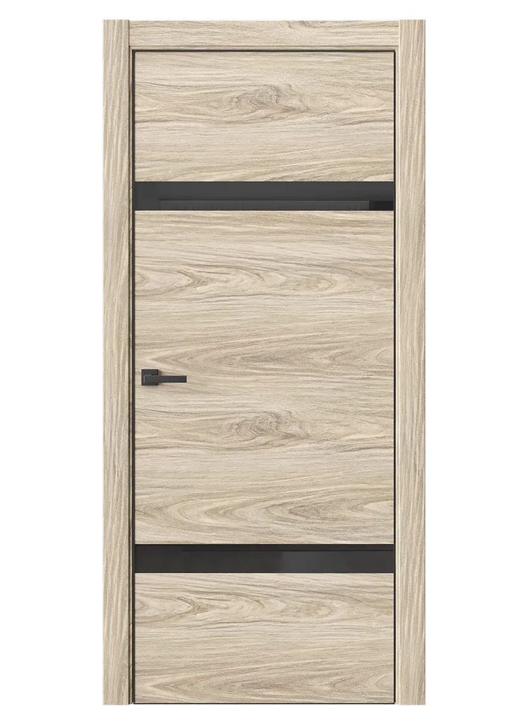 Двери WestStyle  "IN 3" Дуб Мюнстер /Чёрное Lacobel /алюм.кромка  ДО