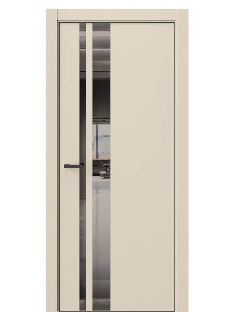 Двери WestStyle  "IN 38" Лазурный Песок /Зеркало графит /алюм.кромка  ДО