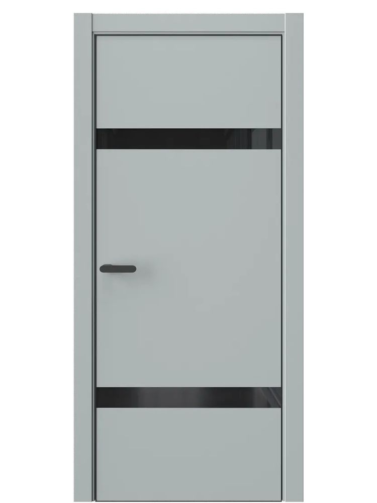 Двери WestStyle  "IN 3" Платиновый Дым /Чёрное Lacobel /алюм.кромка  ДО