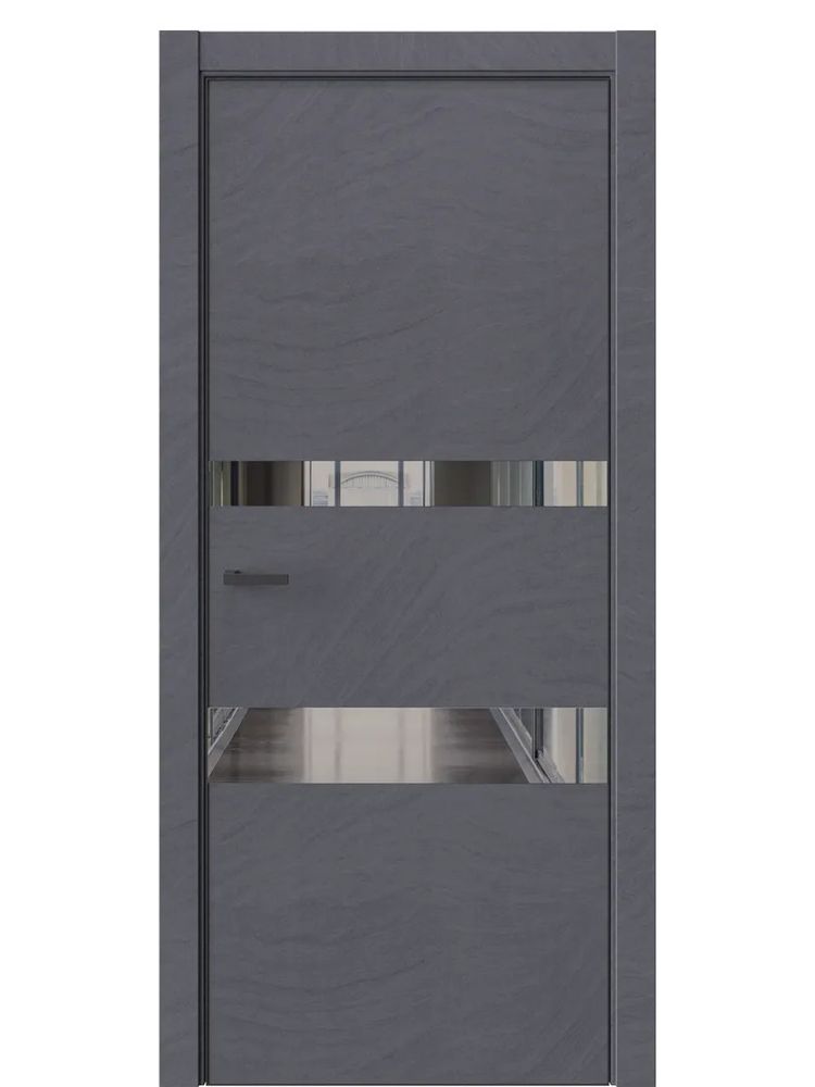 Двери WestStyle  "IN 16" Стоунлайн Дарк /Зеркало графит /алюм.кромка ДО
