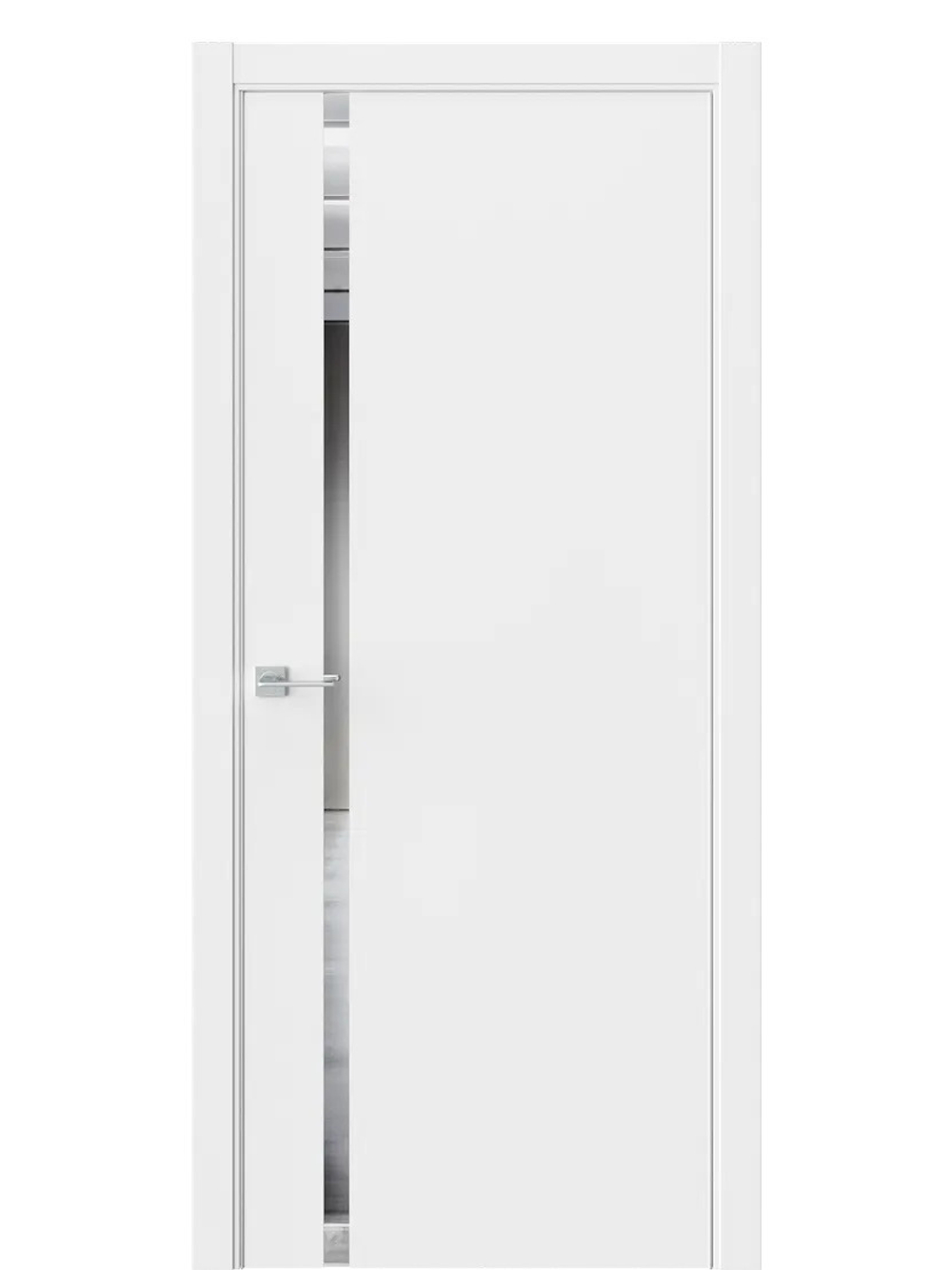 Двери WestStyle  "IN 36" EmLayer Белый /Зеркало /алюм.кромка  ДО