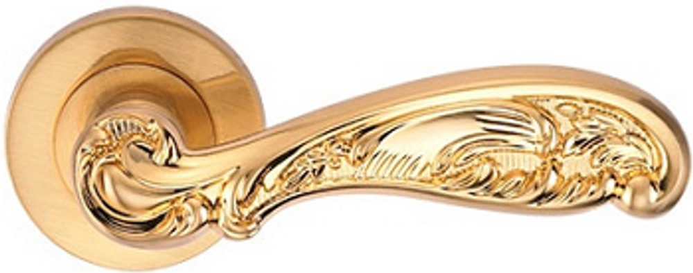 Дверные ручки на круглой накладке archie flor  s. gold цвет- матовое золото