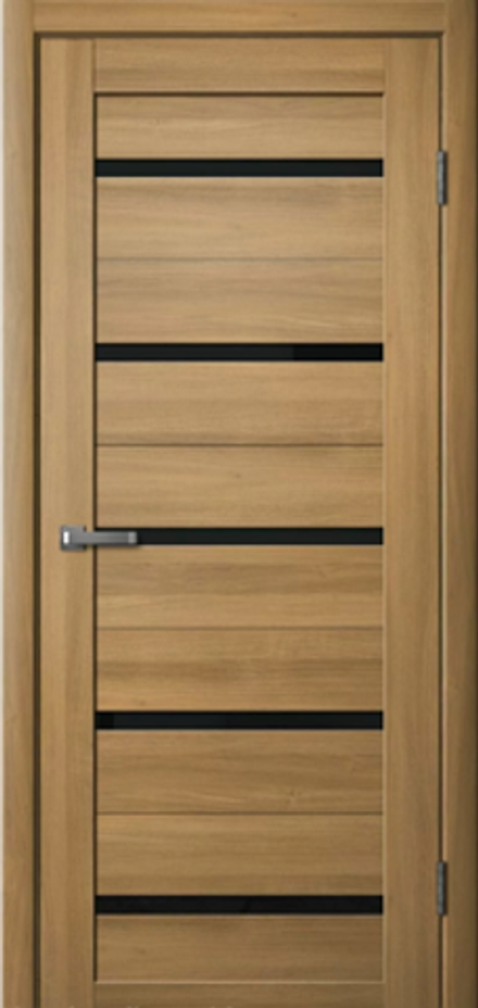 Межкомнатные двери La Stella 206 Дуб сантьяго/Черное стекло/Зеркало ДО