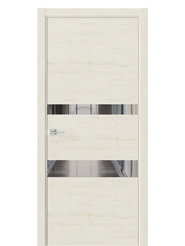 Двери WestStyle  "IN 16" Дуб Джентл /Зеркало Графит /алюм.кромка ДО