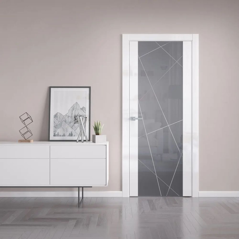 Двери WestStyle Е7  Песчаный рай/ Зеркало сатин бронза/ Гравировка Prime 1 ДО