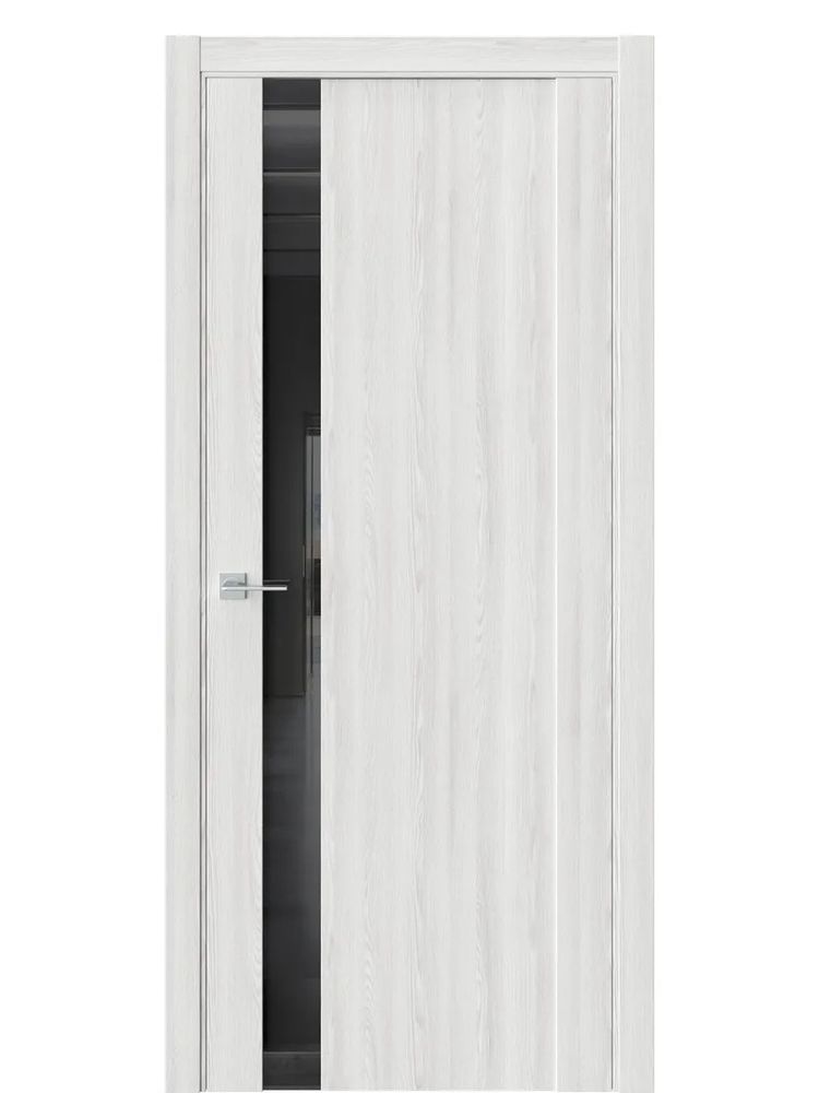 Двери WestStyle F28 Клён айс /Чёрное Lacobel  ДО