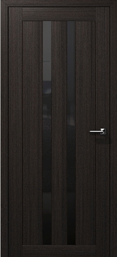 Межкомнатные двери ВОСХОД "СИГМА" Орех бисмарк (венге) черное стекло ДО