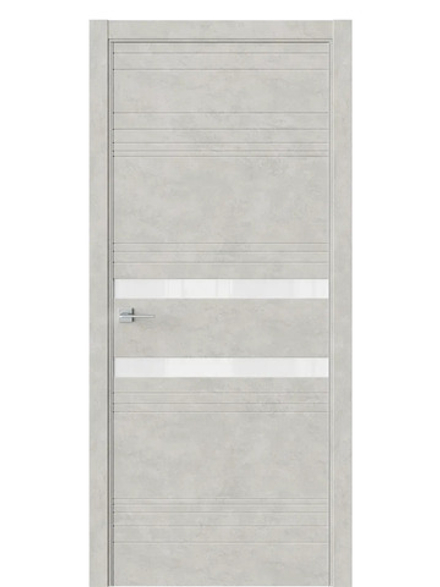 Двери WestStyle  "IN 13" Бетон Смоки /Аляска Lacobel /алюм.кромка ДО