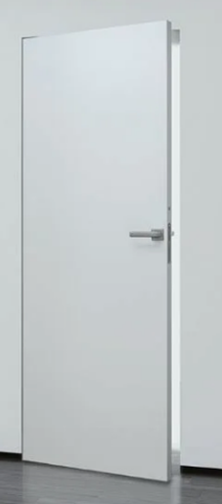 Межкомнатные скрытые двери WestStyle Invisible IFL9 REVERSE EVO 59мм ХРОМ алюм.кромка с 4-х сторон