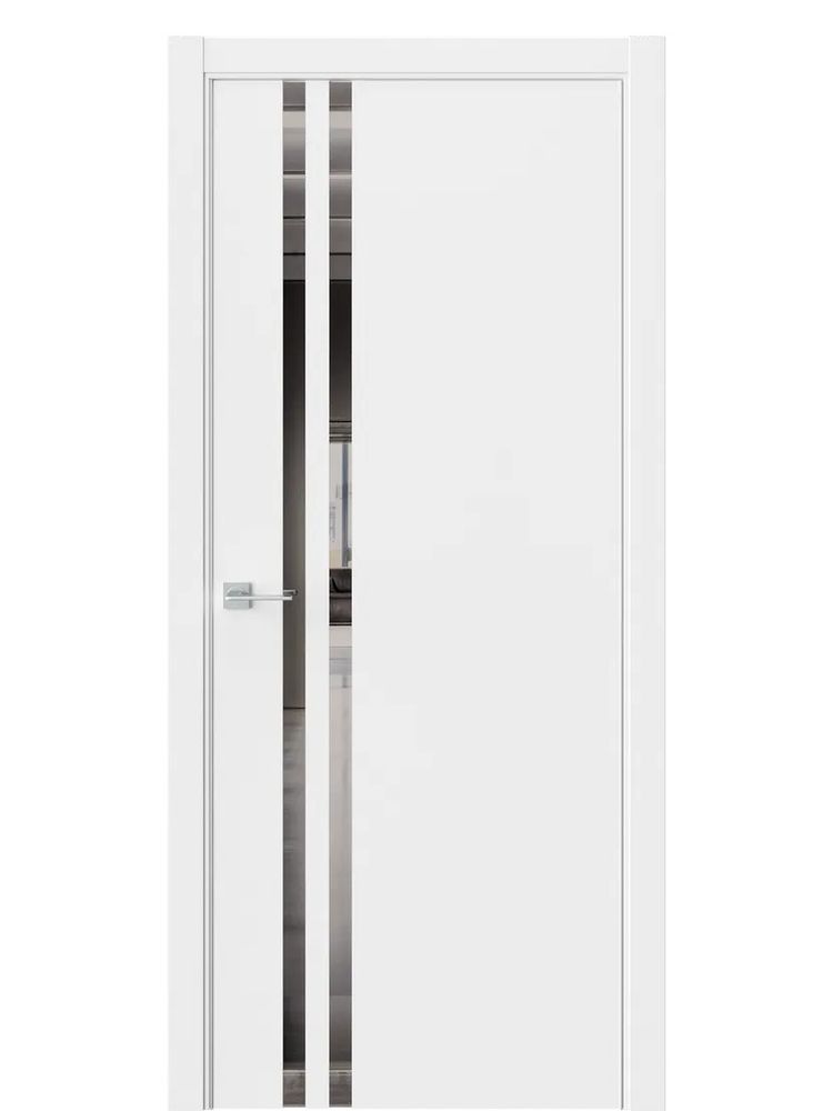 Двери WestStyle  "IN 37" EmLayer Белый /Зеркало графит /алюм.кромка  ДО