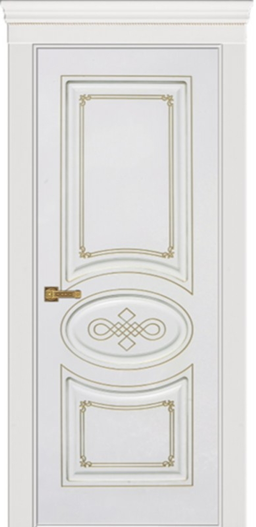 Межкомнатные двери ВФД "БЬЯНКА" 49ДГ0, белая эмаль/патина золото
