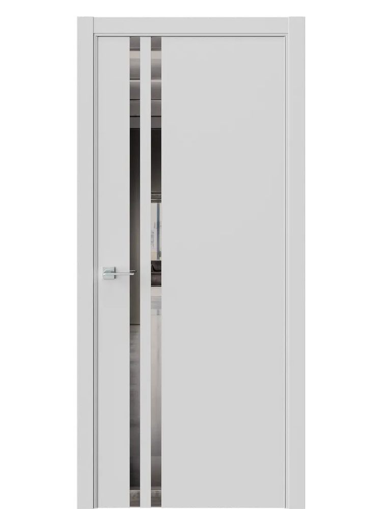 Двери WestStyle  "IN 37" EmLayer Серый /Зеркало графит /алюм.кромка  ДО