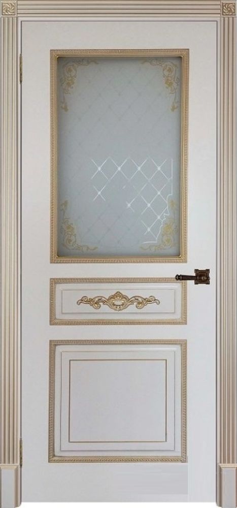 Межкомнатные двери INTERNE DOORS &quot;ЛАЦИО&quot; (ДО) Слоновая кость/патина золото