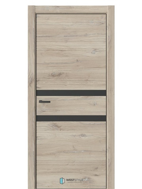 Двери WestStyle  "IN 13" Дуб Мехико /Черное сатин Matelac /алюм.кромка  ДО