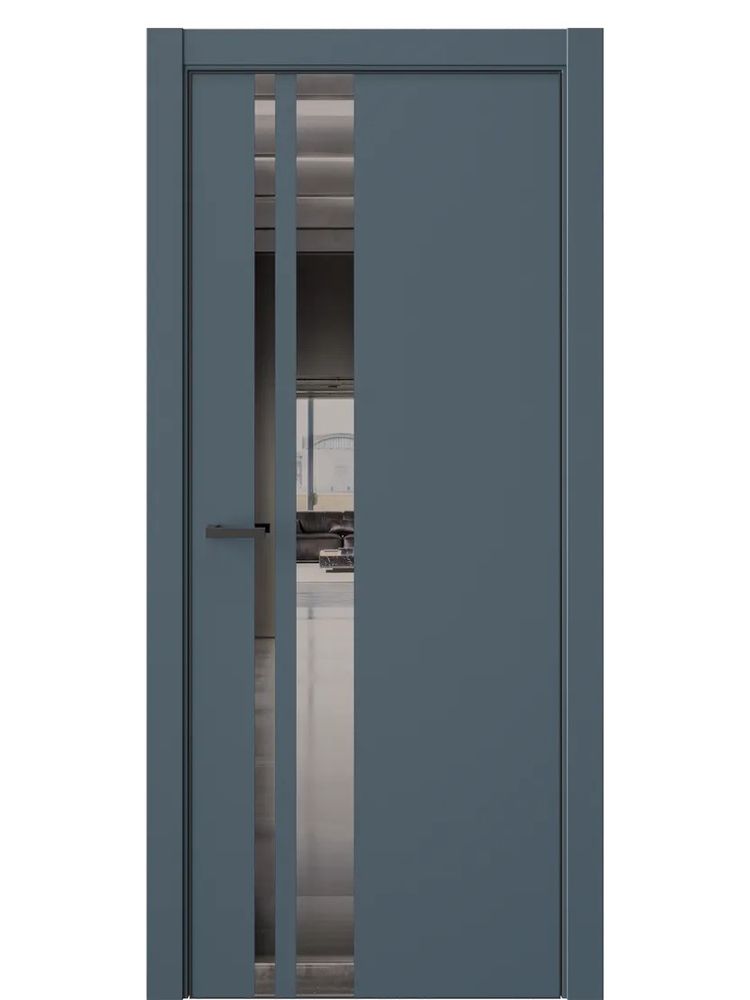 Двери WestStyle  "IN 38" Океанская Волна /Зеркало графит /алюм.кромка  ДО