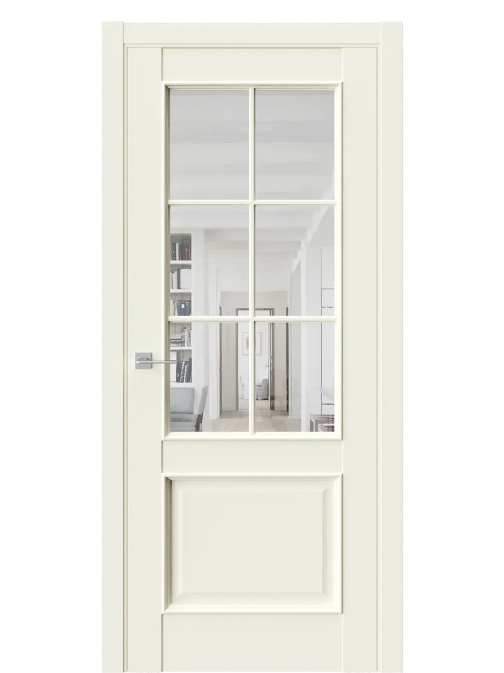 Двери WestStyle En 6 Emlayer бежевый / Прозрачное стекло  ДО