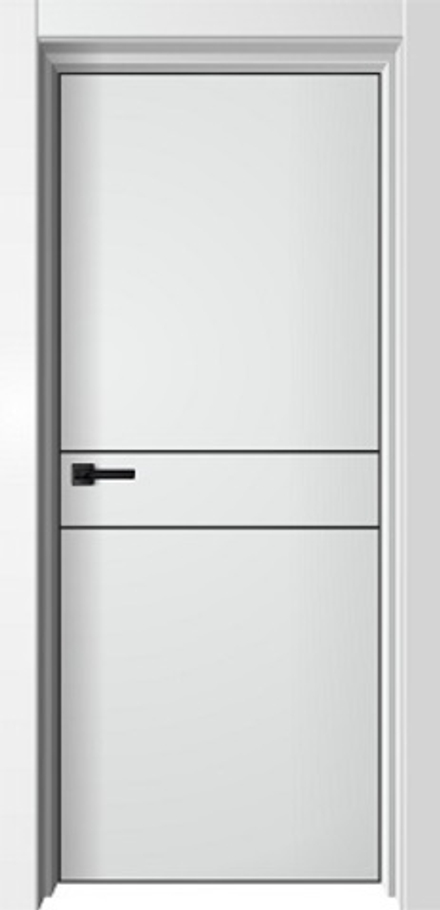 Межкомнатные двери LIDMAN Лайника 2 Вайт/черный молдинг,кромка алюминий с 4-х сторон ДГ