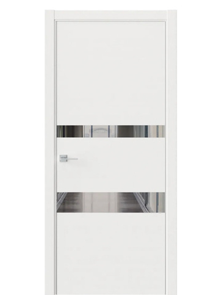 Двери WestStyle  "IN 16" Белое Дерево /Зеркало Графит /алюм.кромка ДО