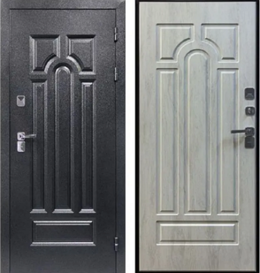 Металлическая дверь с терморазрывом "винтер 777"  антик серебро/дуб шале снежный