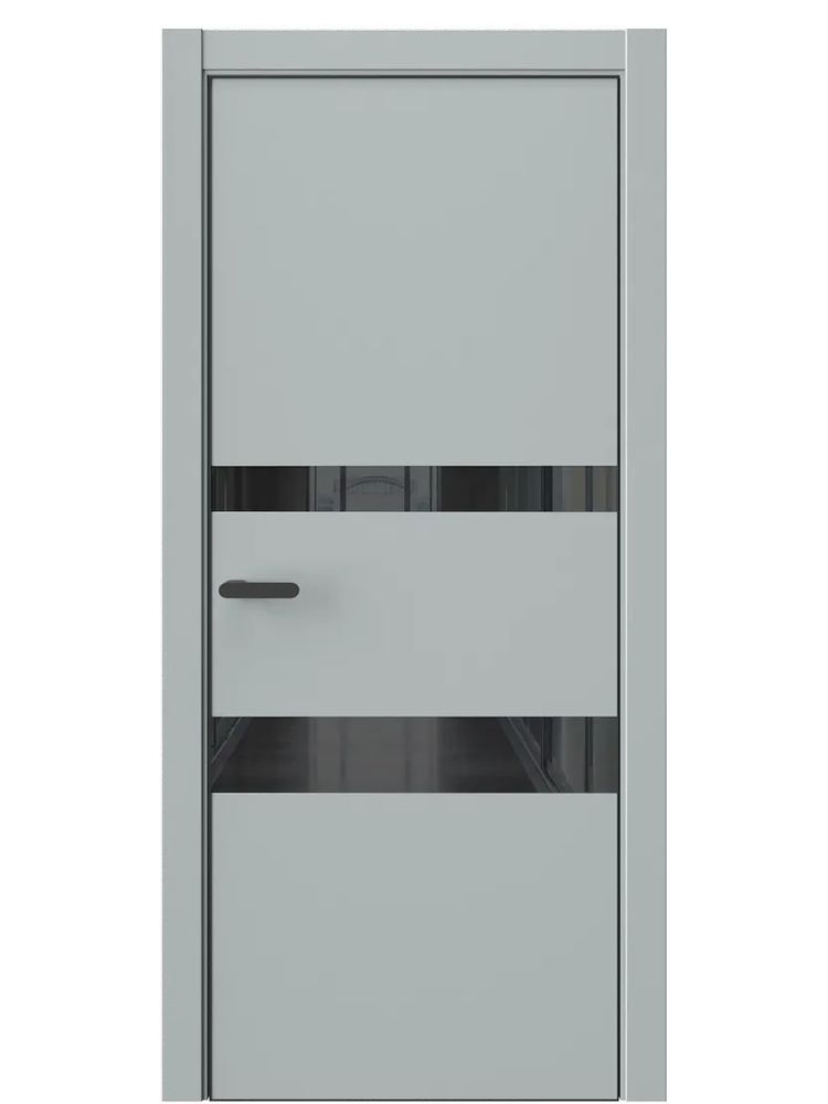 Двери WestStyle  "IN 16" Платиновый Дым /Чёрное Lacobel /алюм.кромка  ДО