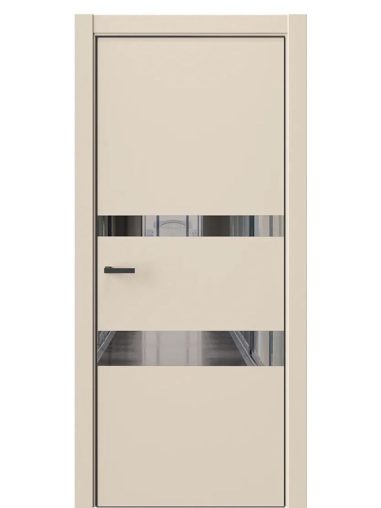 Двери WestStyle  "IN 16" Лазурный Песок /Зеркало графит /алюм.кромка  ДО