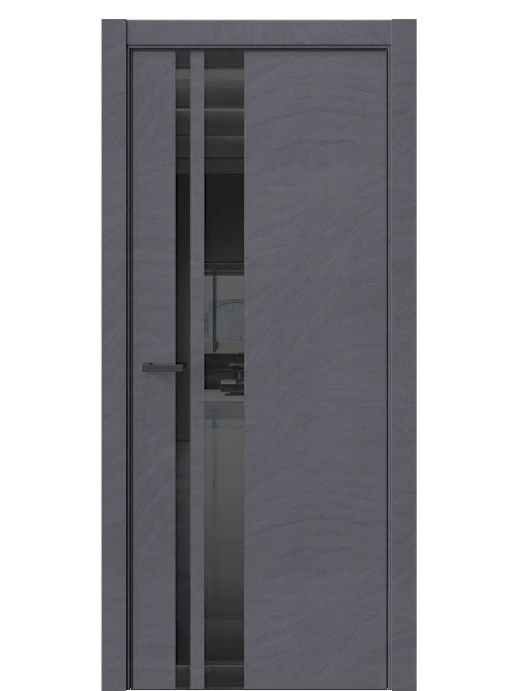 Двери WestStyle  "IN 38" Стоунлайн Дарк /Чёрное Lacobel /алюм.кромка ДО