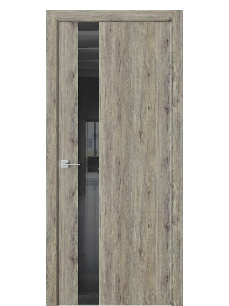 Двери WestStyle  "IN 2" Дуб Эссе /Чёрное Lacobel /алюм.кромка  ДО