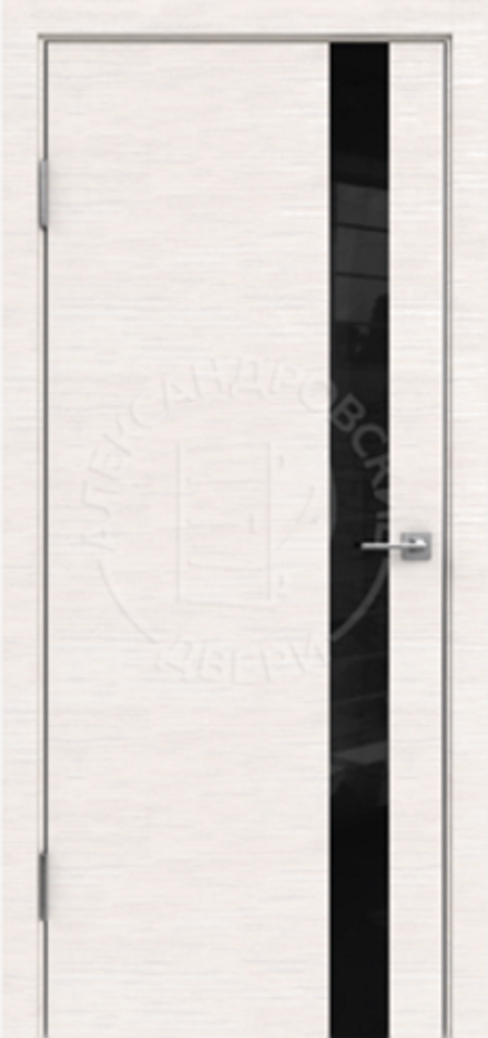 Межкомнатные двери АРГУС "Alum 1" (ДГ) Белая лиственница горизонт/Лакобель ЧЕРНОЕ