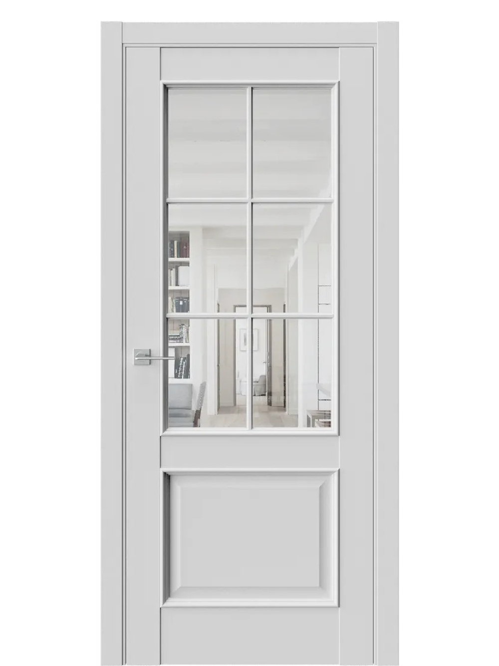 Двери WestStyle En 6 Emlayer серый / Прозрачное стекло  ДО