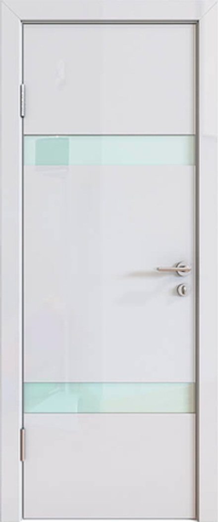 Межкомнатные двери ДВЕРНАЯ ЛИНИЯ "Модерн" 502 AL6 Белый глянец/Сатин/Алюминиевая кромка ДО