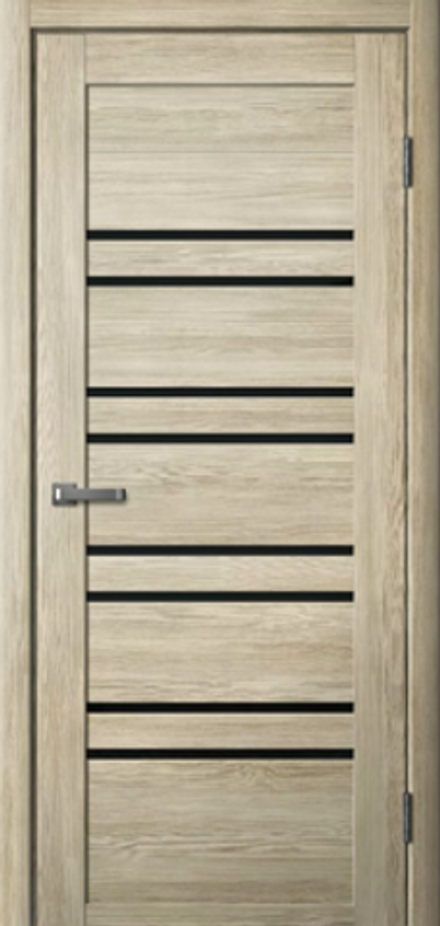 Межкомнатные двери La Stella 282 Ясень латте Черное стекло/Зеркало ДО