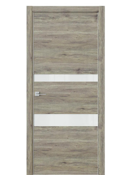 Двери WestStyle  "IN 16" Дуб Эссе /Белое Lacobel /алюм.кромка  ДО