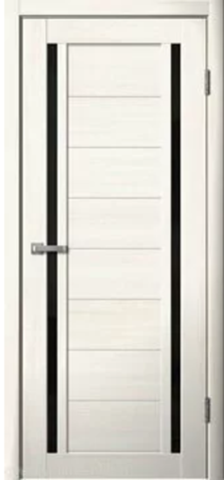Межкомнатные двери La Stella 203 Ясень снежный/Черное стекло/Зеркало ДО