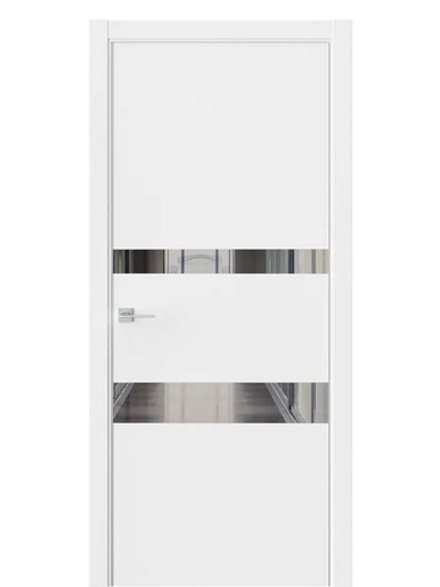 Двери WestStyle  "IN 16" EmLayer Белый /Зеркало графит /алюм.кромка  ДО