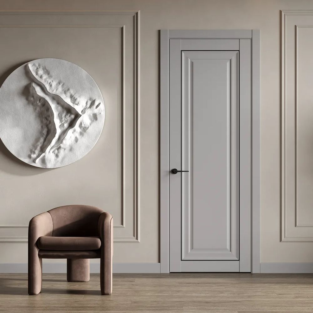 Двери WestStyle HR1 F Emlayer белый /молдинг черный  ДГ