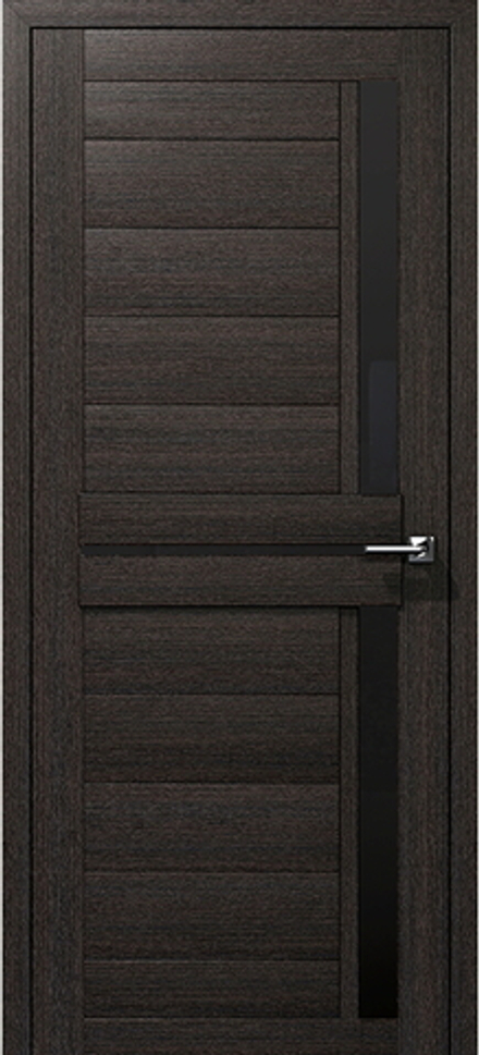 Межкомнатные двери ВОСХОД "ДЕЛЬТА" Орех бисмарк (венге) черное стекло ДО